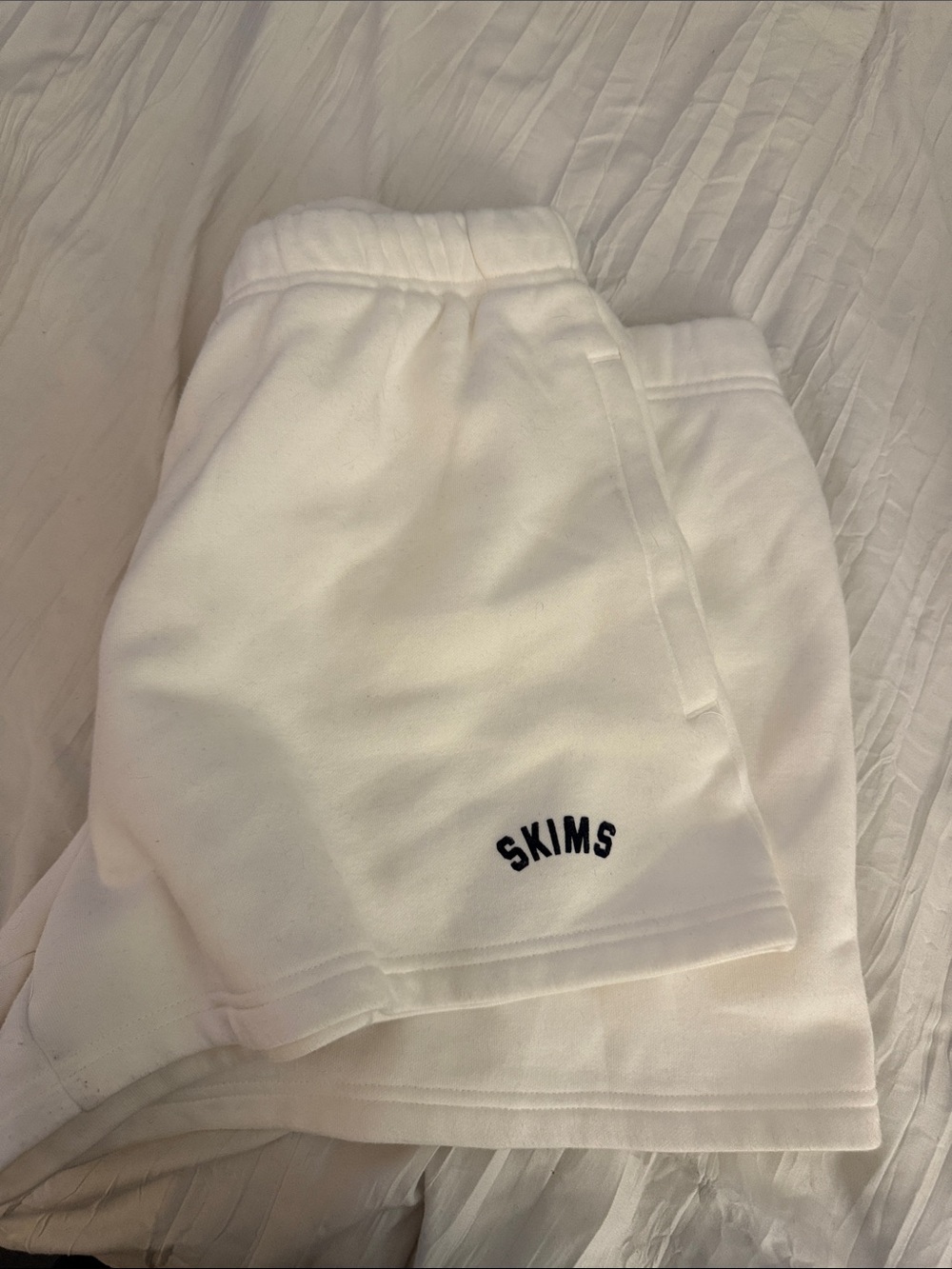 SKIMS Cotton Fleece Classic Short White Athletic Shorts